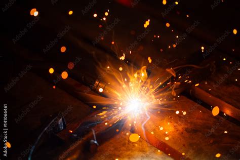 artistic welding sparks light, industrial background Stock Photo ...