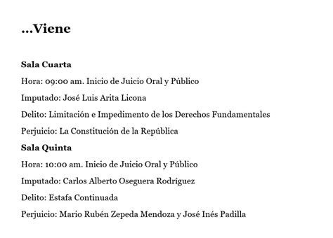 Poder Judicial Hn On Twitter Audiencias Programadas Para Hoy Jueves