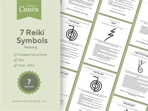 7 Reiki Symbols Meaning Cards Usui Reiki Symbols Editable Reiki