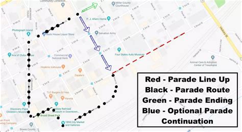 Texarkana Mardi Gras Parade Route for Saturday February 10