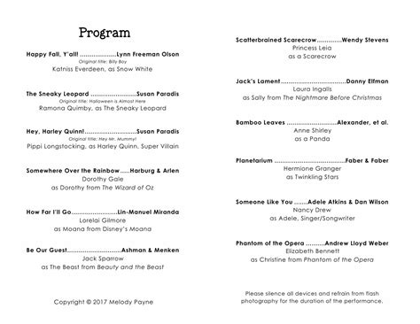 Recital Program Template