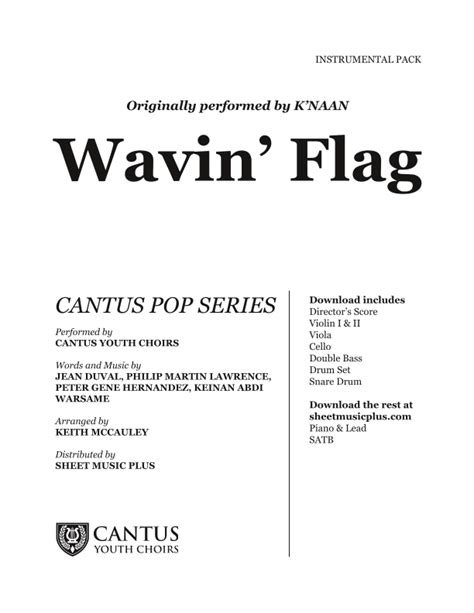 Wavin Flag Main Version Arr Keith Mccauley By K Naan Sheet Music