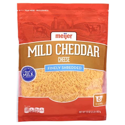 Meijer Finely Shredded Mild Cheddar Cheese, 32 oz Shredded Cheese ...