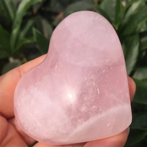 Natural Pink Rose Quartz Crystal Heart Healing In Stones From Home And Garden On