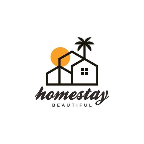 Premium Vector | Hotel Homestay Logo with Shape of House and Tree ...