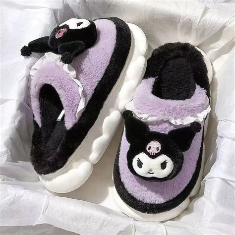 Sanrio Kuromi Slippers Cute Cinnamoroll Hello Kitty Cotton Fuzzy