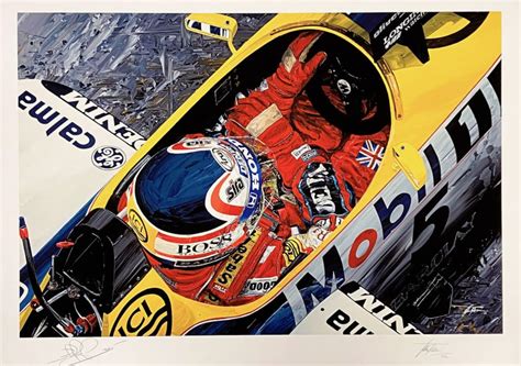 Nigel Mansell Signed Taxi For Senna Art By David Johnson