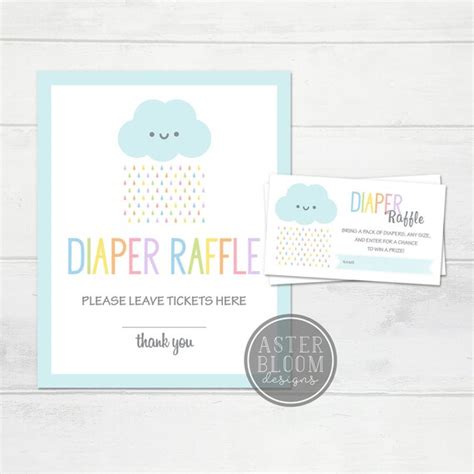 Diaper Raffle Ticket Printable Baby Sprinkle Diaper Raffle Card And