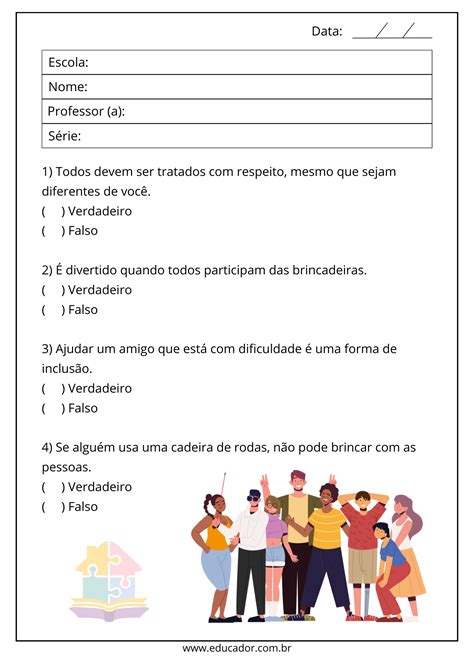 Atividades Sobre Inclusão E Diversidade - Atividades sobre inclusão para imprimir - Educador