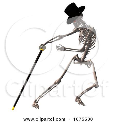 Clipart D Skeleton Wearing A Top Hat And Dancing With A Cane