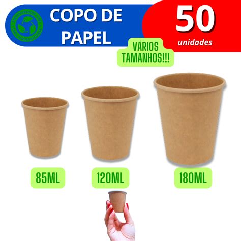 Copo De Papel Biodegrad Vel Kraft Unidades Ml Ml Ml