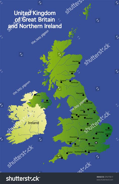 Detailed Map Of Great Britain / Uk Stock Photo 37677817 : Shutterstock