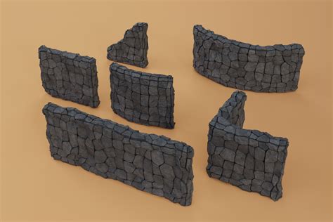 3d Model Stone Wall Building Set Turbosquid 1888743