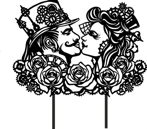 Steampunk Wedding Cake Topper Steampunk Couple Lovers