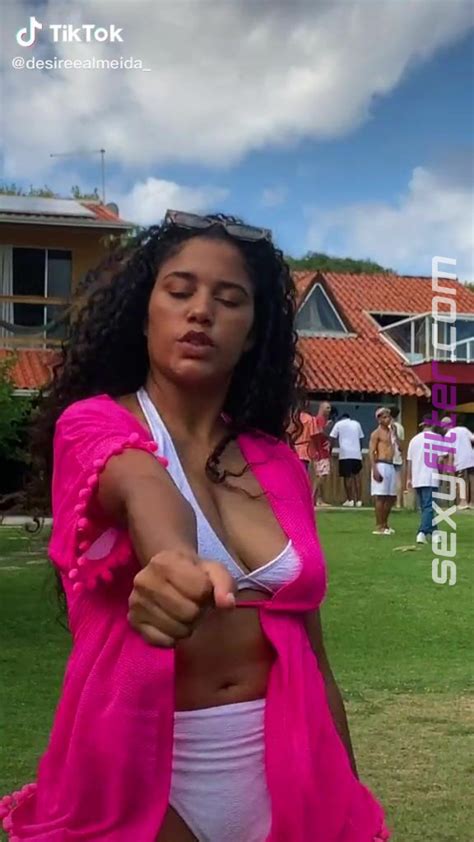 Cute Desireealmeida Shows Cleavage In White Bikini And Bouncing Tits Sexyfilter