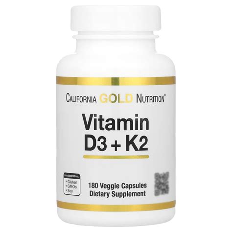Витамин Д3 и К2, 180 капсул (вит Д 5000 МЕ, К 120 мкг), vitamin D3 ...