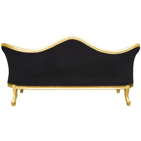 Barocksofa Napoléon III schwarzer Samt und Goldholz