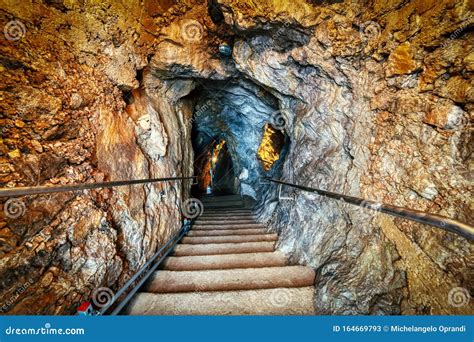 Underground Limestone Caves With Stairs For Sightseeing Stock Image