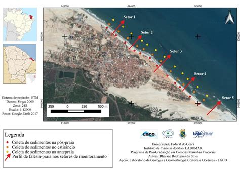 Mapa De Localização Dos Pontos De Amostragem De Sedimentos E Setores