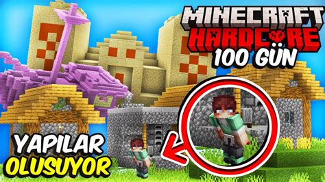 Minecraft 100 Gün HARDCORE Da Her Dakika Rastgele YAPILAR Oluşuyor