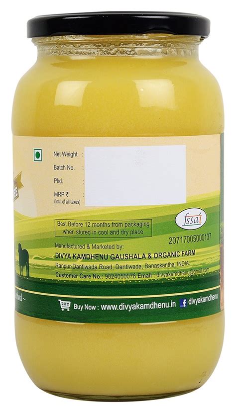 Divya Kamdhenu A2 Desi Gir Cow Ghee 1 Litre Glass Jar Packaging Type