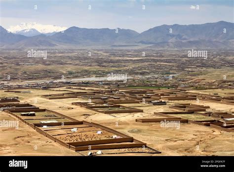 A village under the mountain in Afghanistan. A typical small village ...