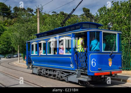 Tramvia Blau heritage streetcar, Barcelona, Catalonia, Spain Stock ...