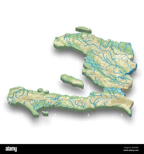 3d Isometric Relief Map Of Haiti With Shadow Stock Vector Image And Art