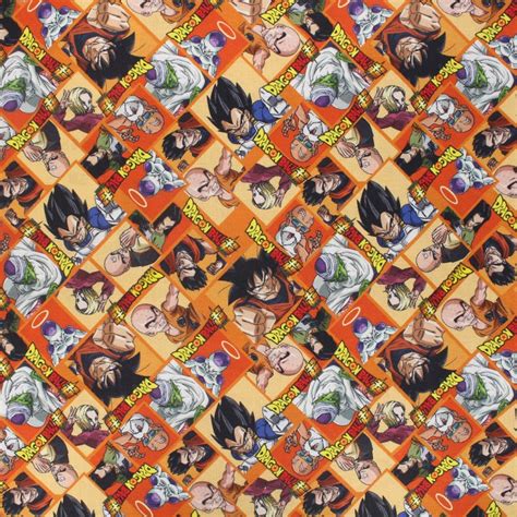 Tissu Coton Cretonne Dragon Ball Super Personnages Orange Mpm