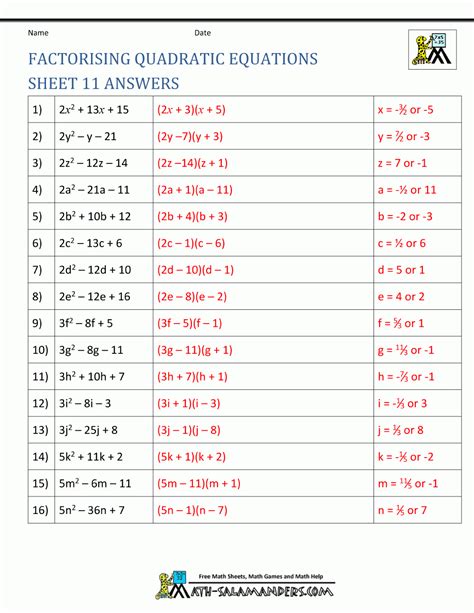 Quadratic Equation Worksheets Pdf Quadraticworksheet