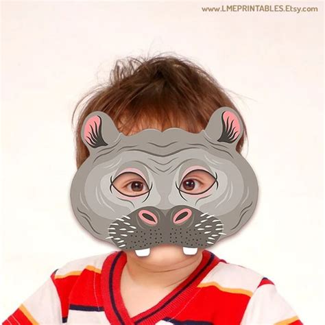 Hippo Printable Mask Hippopotamus Halloween Costume Pool Party Etsy