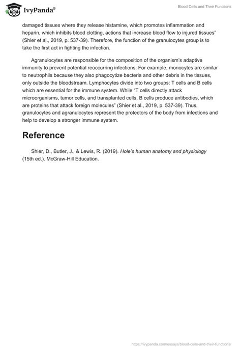 Blood Cells and Their Functions - 567 Words | Essay Example