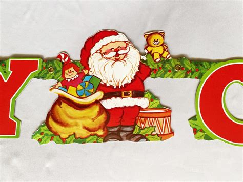 Vintage Christmas Garland Merry Christmas Banner, Christmas Santa Elves ...