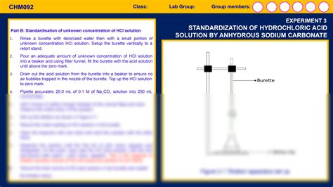 Solution Experiment Standardization Of Hydrochloric Acid Solution By