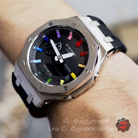 Gshock Ap Rubber Black Silver Rainbow Face รับประกันตัวเรือน 1ปี