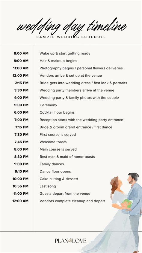 The Best Wedding Day Timeline Sample Schedules Guide Plan In Love