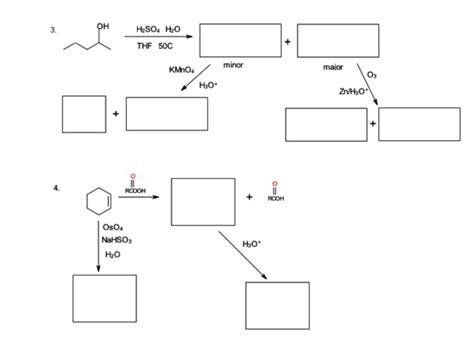 Solved HeSO4 H2O THF 50C Minor Major KMnO HO ZWHO ROOH Chegg