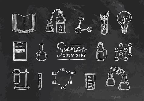 Premium Vector Vector Set Elements Of Chemistry Science Chalk Style