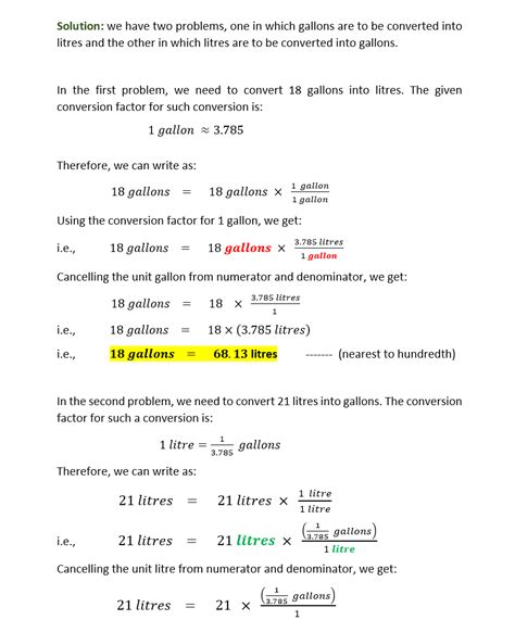 Solved Help Asap 1 Gallon 3785 Liters Convert 18 Gallons To