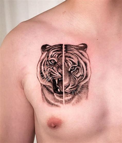 Tiger Chest Tattoos For Men