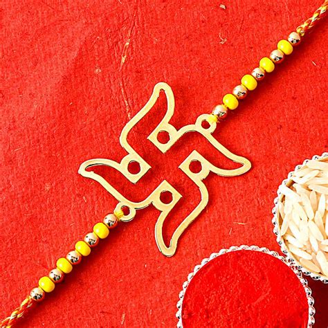 Buy Send Premium Pious Swastika Metal Rakhi Online Fnp