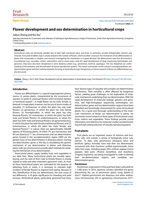 PDF Flower Development And Sex Determination In Horticultural Crops