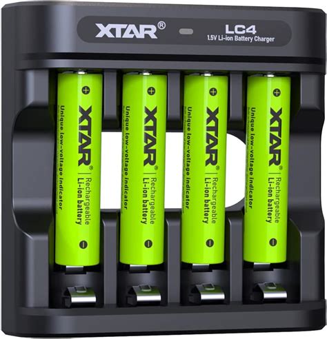 Amazon XTAR 単4形 リチウム電池 1 5v li ion aaa 充電池 1200mWh 低自然放電率 4本単三電池とLC4