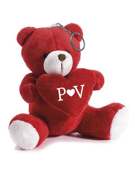 Portachiavi Orsetto Di Peluche Con Cuoricino Rosso Personalizzabile Con