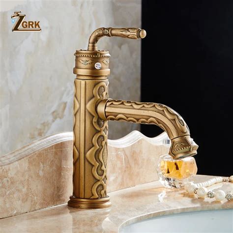 Basin Faucets Solid Brass Vintage Antique Bathroom Faucet Single Handle