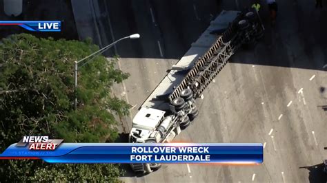 Tractor Trailer Rolls Over In Westbound Lanes Of I 95 Causes Hours