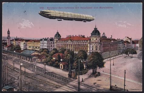 Deutsches Reich 1926 Farb Illustration Zeppelin über Konstanz