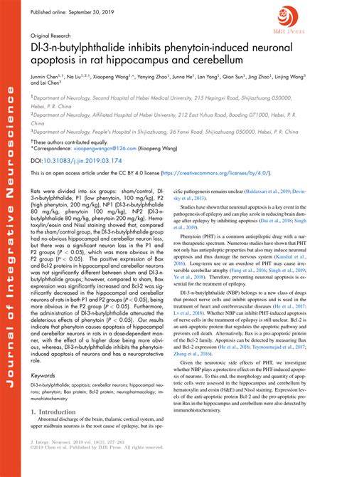 PDF Dl 3 N Butylphthalide Inhibits Phenytoin Induced Neuronal