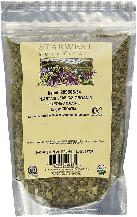 Organic Plantain Leaf Cut Oz G Starwest Botanicals Amazon Ca