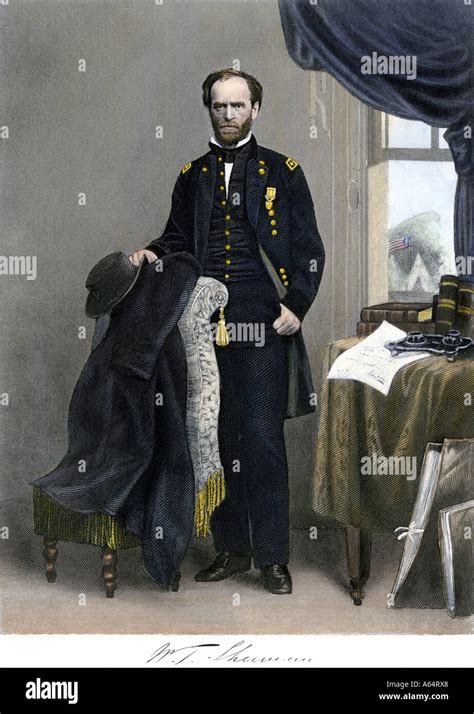 Union General William Tecumseh Sherman in Civil War uniform. Hand ...